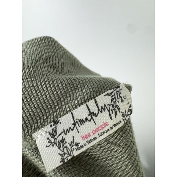 Free People Intimately Night We Met Ribbed Ruched Top Long Sleeve Large Olive - Picture 4 of 4
